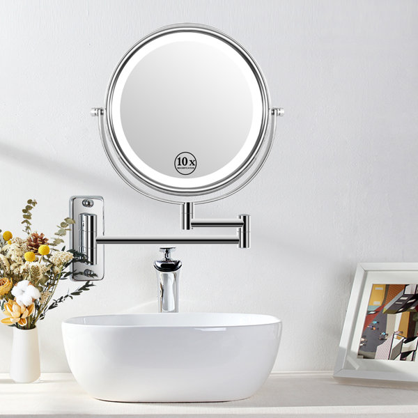 Wrought Studio Cordaro Lighted, Magnifying Wall Mirror Wayfair